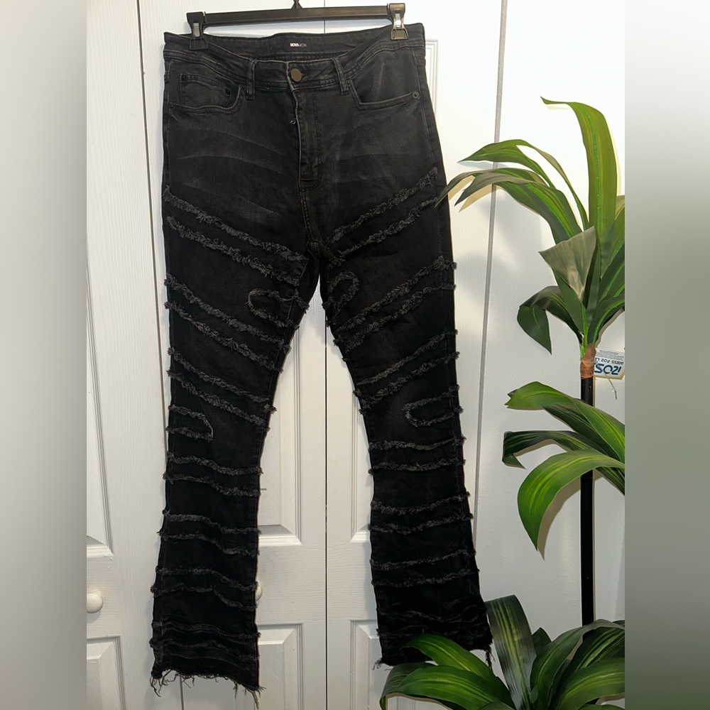 Fashion Nova Black Distressed Bootcut Jeans
